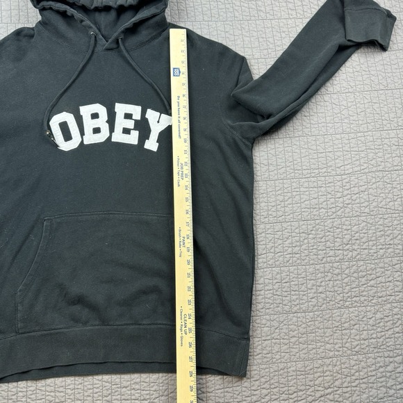 Obey Worldwide Hoodie Men XL Black Spell Out Logo Skater Streetwear Sweatshirt - Picture 11 of 12